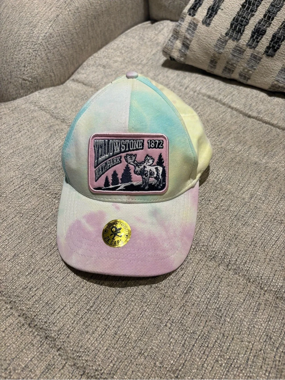 Yellowstone Tie-Dye Baseball Cap - Pastel Pink/Blue/Yellow